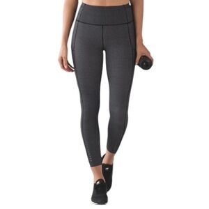 Lululemon Lululemon Fast And Free 7/8 Tight
Teeny Check Print White Black Size 4